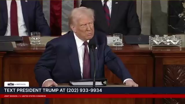 Public YouTube evidence frame at the cited start time — Donald Trump · Mar 4, 2025 joint address — 21-million criminal-border delivery