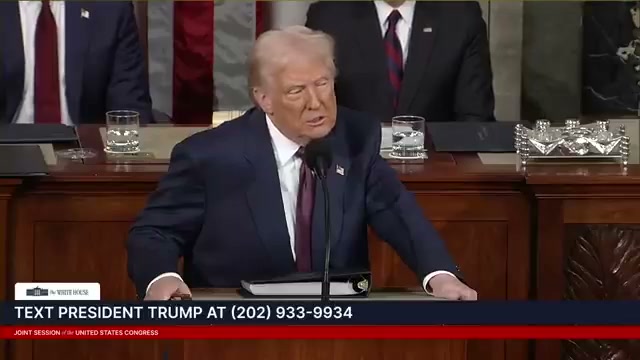 Public YouTube evidence frame at the cited start time — Donald Trump · Mar 4, 2025 joint address — Social Security recipient ledger delivery