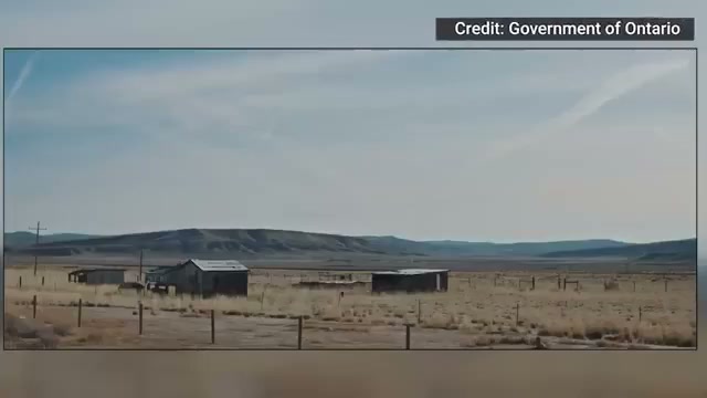 Public YouTube evidence frame at the cited start time — Ontario anti-tariff Reagan ad · Oct 2025 ad/report record — Reagan imagery packaging