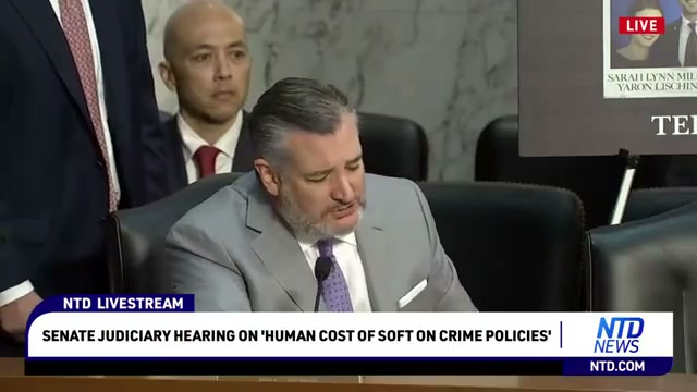 Public YouTube evidence frame at the cited start time — Ted Cruz · Sept 30, 2025 Senate Judiciary hearing — crime hearing list delivery